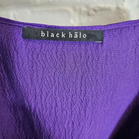 Black Halo Satin Cowl Neck Mini Dress Purple Size 8 NWOT Designer Cocktail Dress - Picture 10 of 11
